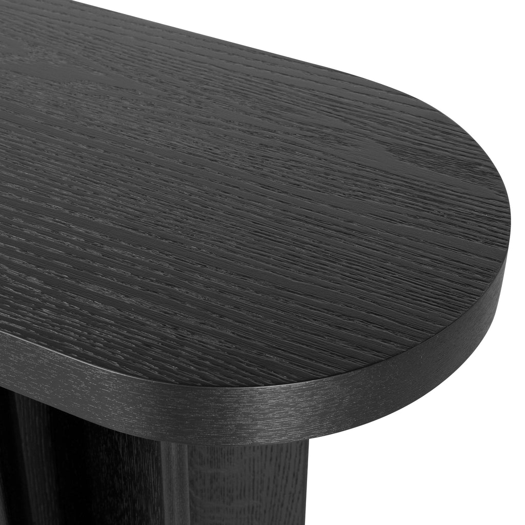 1.3m Pill Shape Ferrara Console Table - Textured Espresso Black