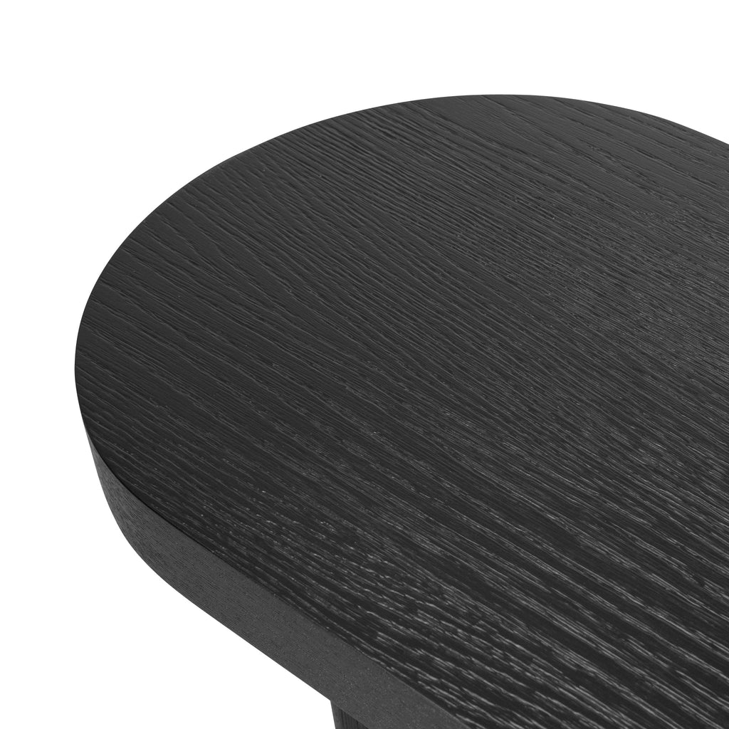 1.3m Pill Shape Ferrara Console Table - Textured Espresso Black