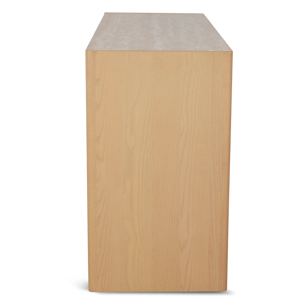 1.4m Travertine Top Ferrara Console Table - Creme Ash