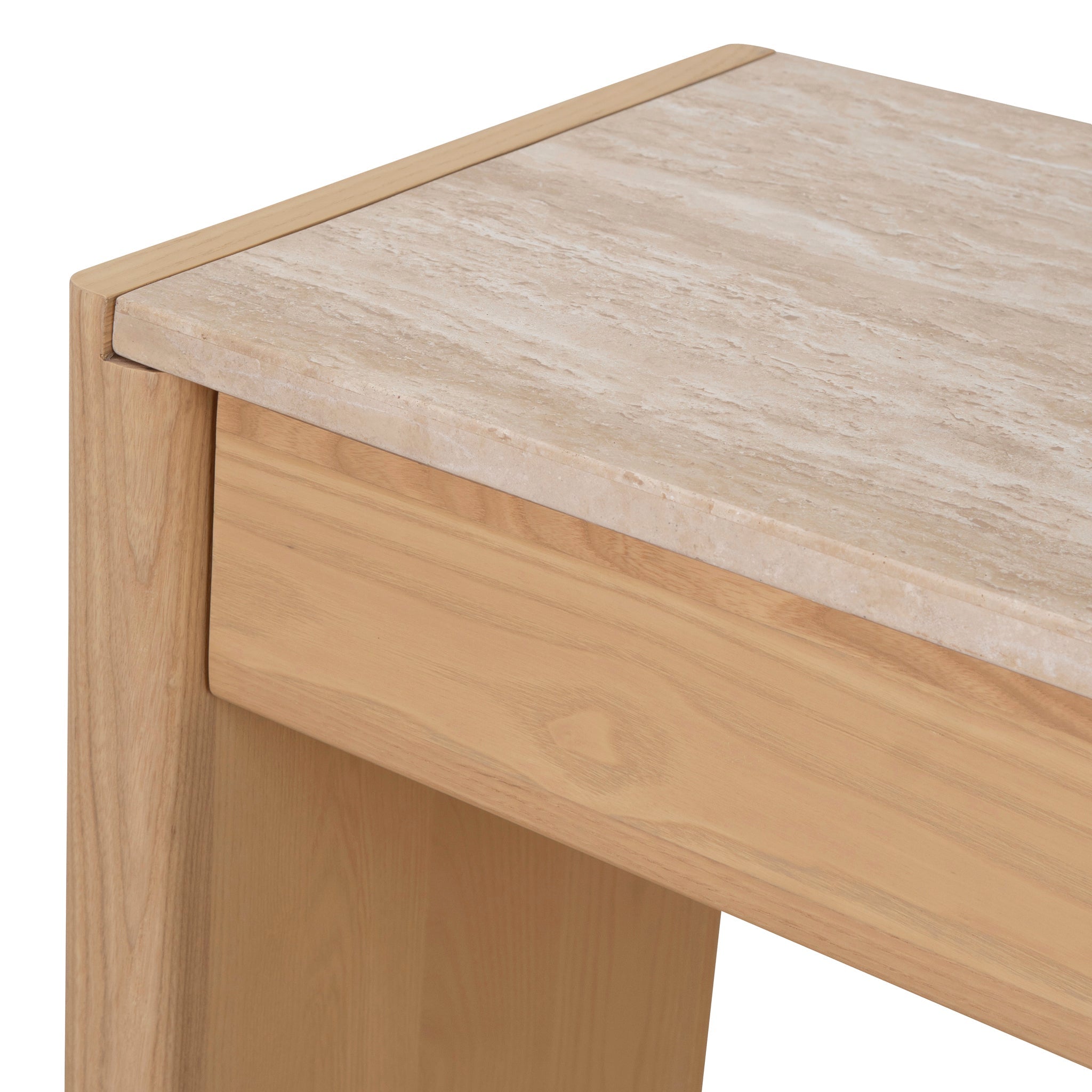 1.4m Travertine Top Ferrara Console Table - Creme Ash