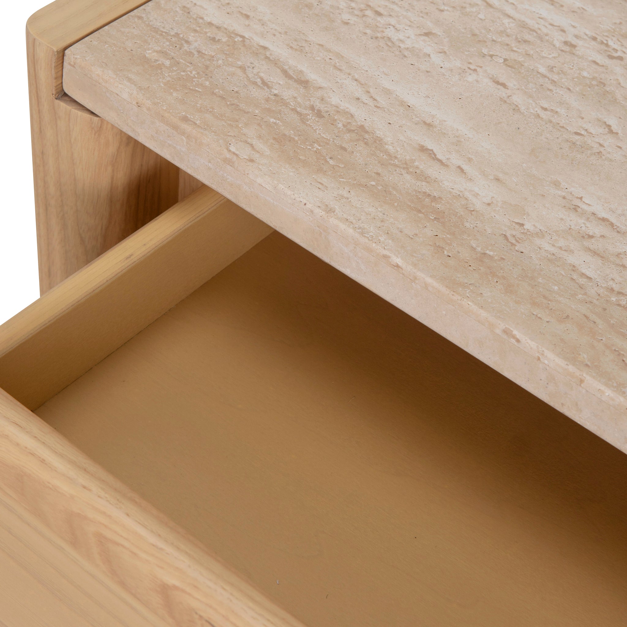 1.4m Travertine Top Ferrara Console Table - Creme Ash
