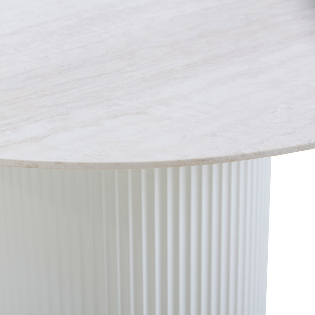 1.2m Round Travertine Siena Dining Table - White