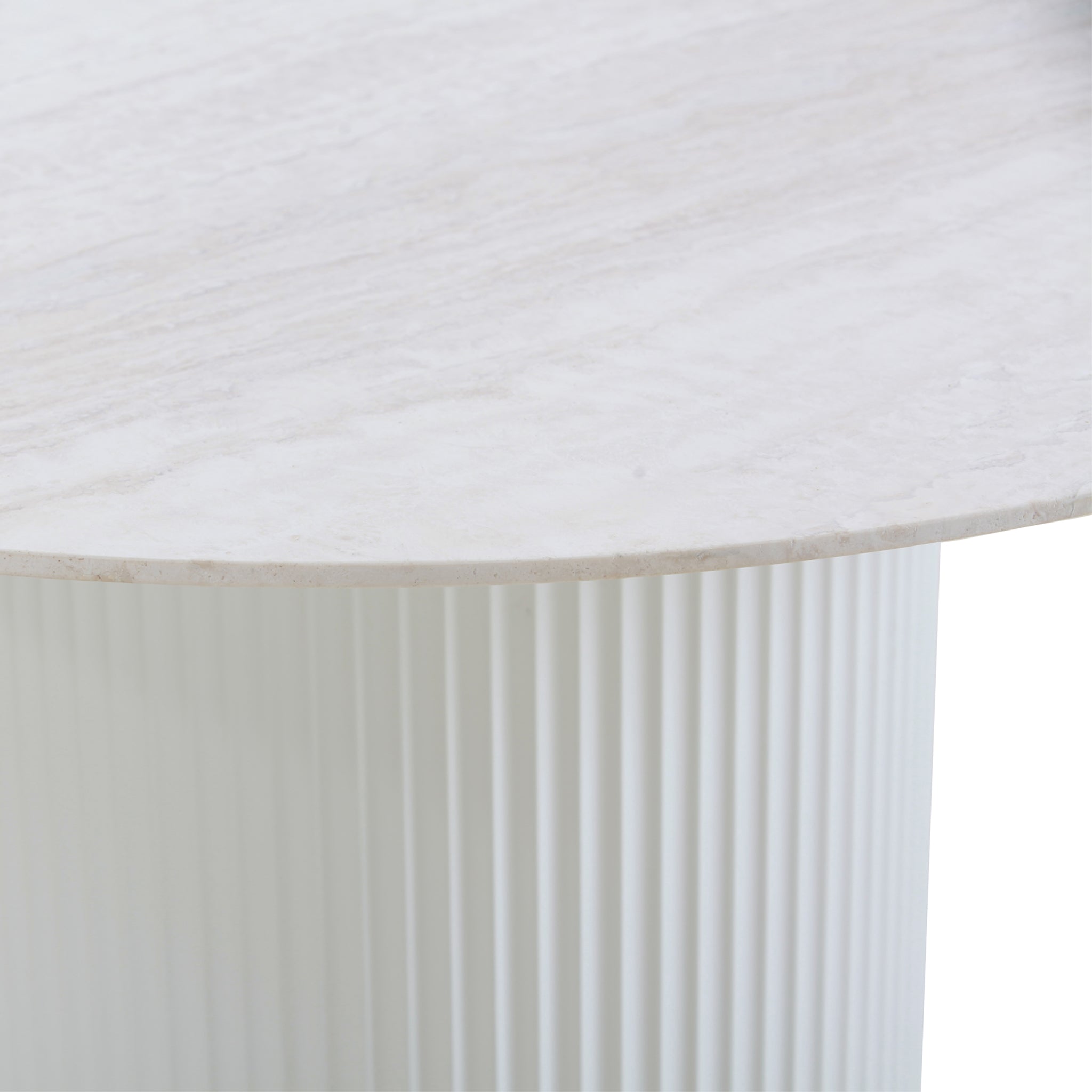 1.2m Round Travertine Siena Dining Table - White