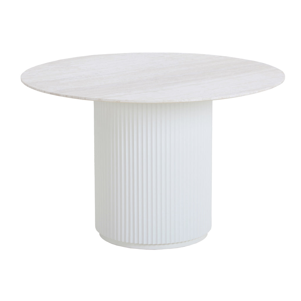 1.2m Round Travertine Siena Dining Table - White