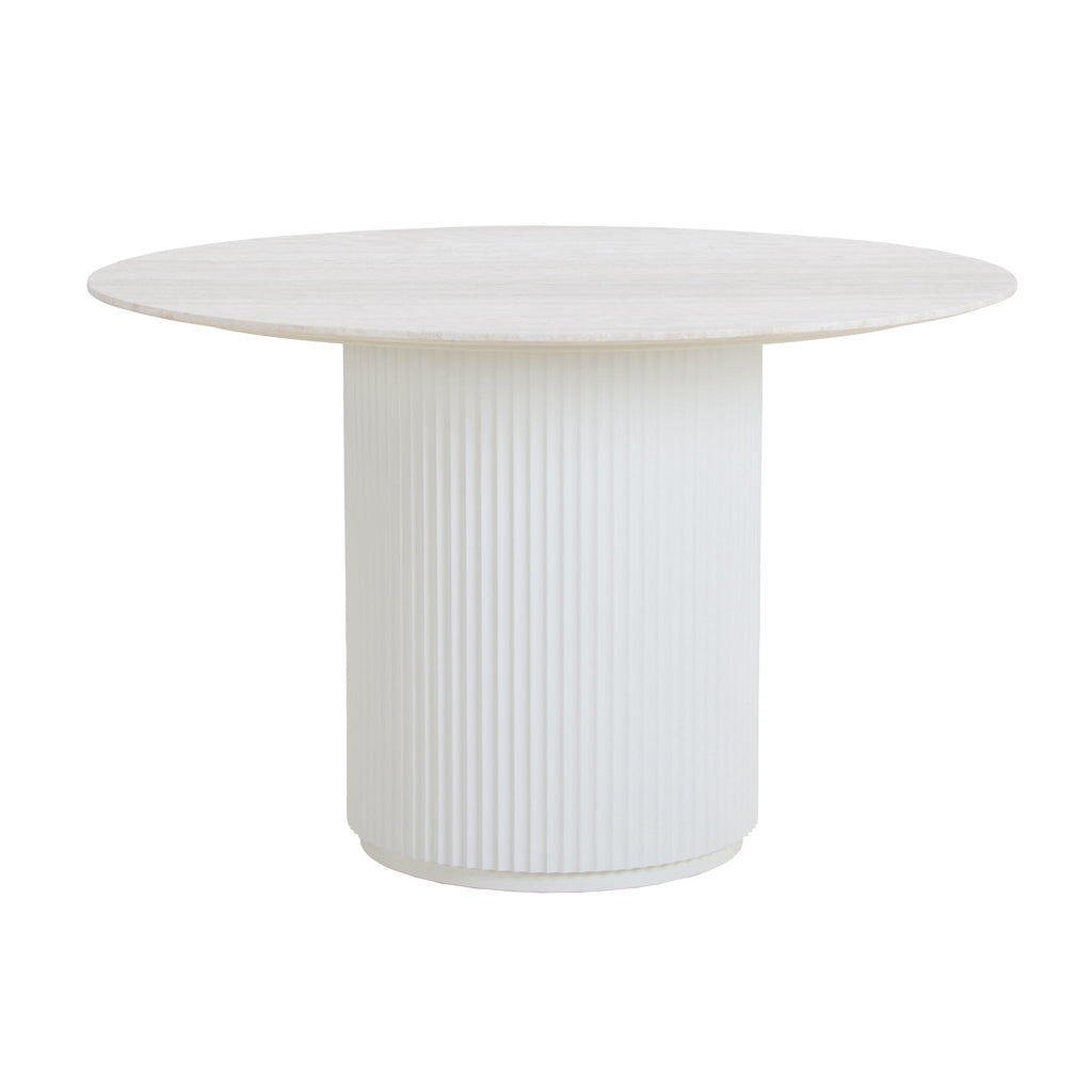 1.2m Round Travertine Siena Dining Table - White