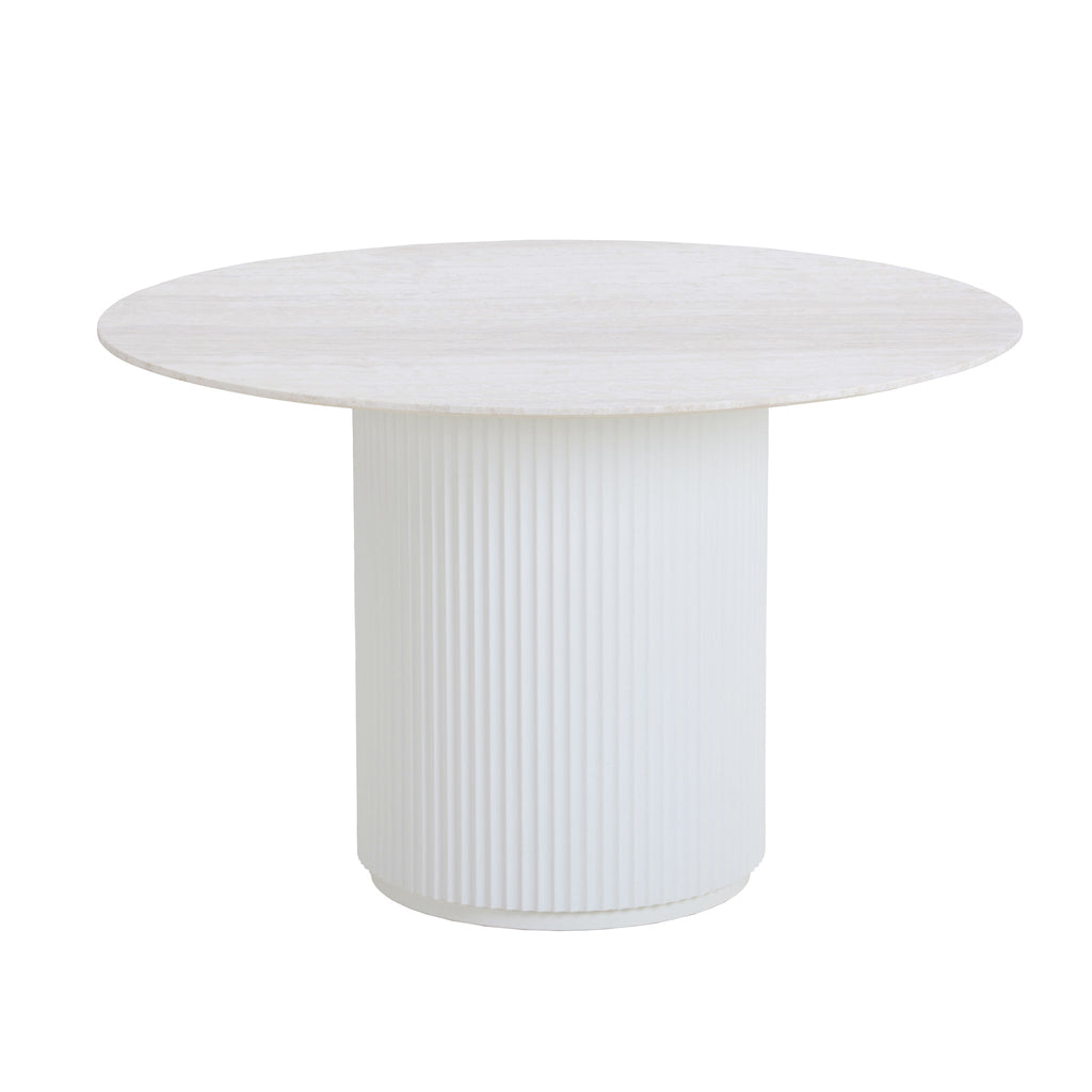 1.2m Round Travertine Siena Dining Table - White