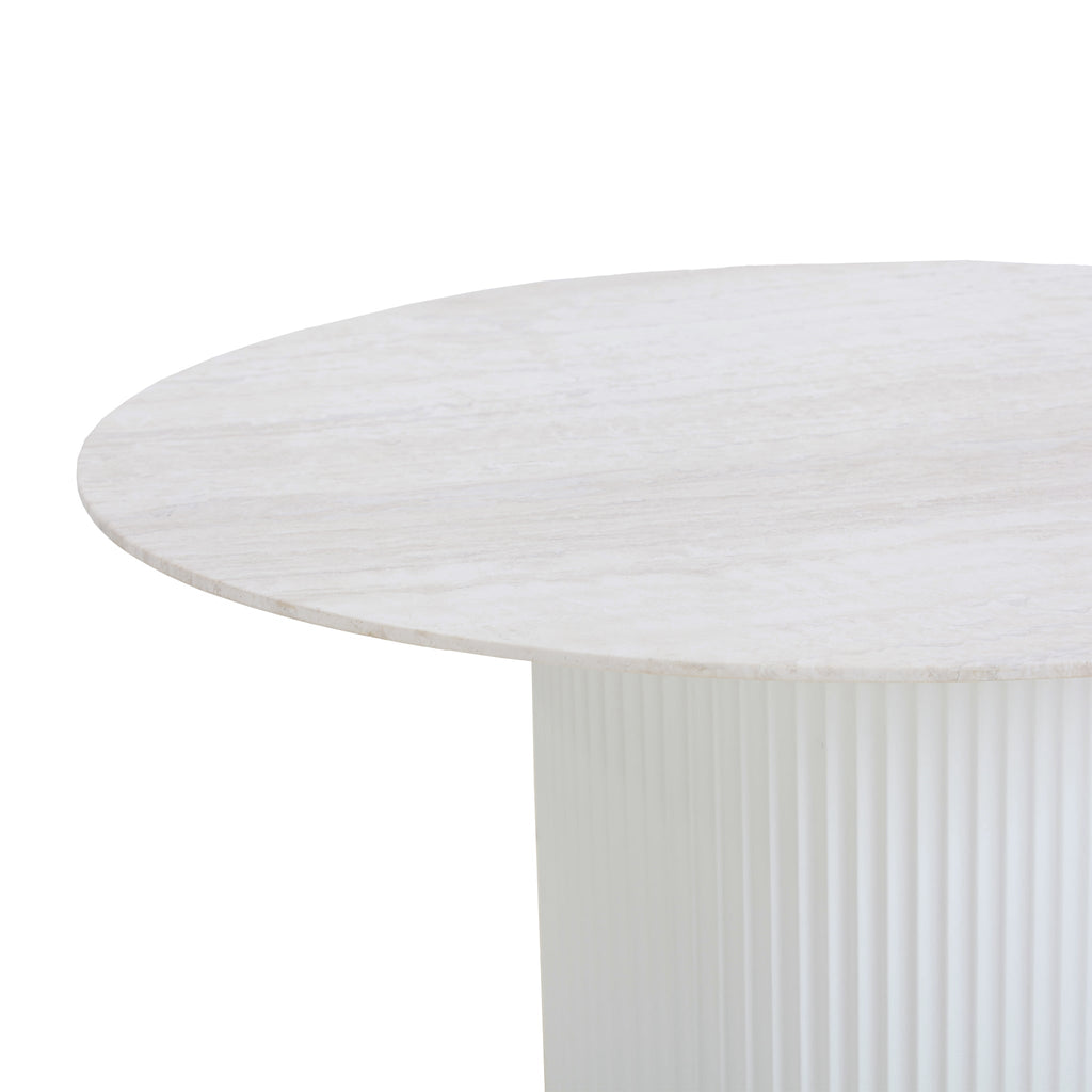 1.2m Round Travertine Siena Dining Table - White