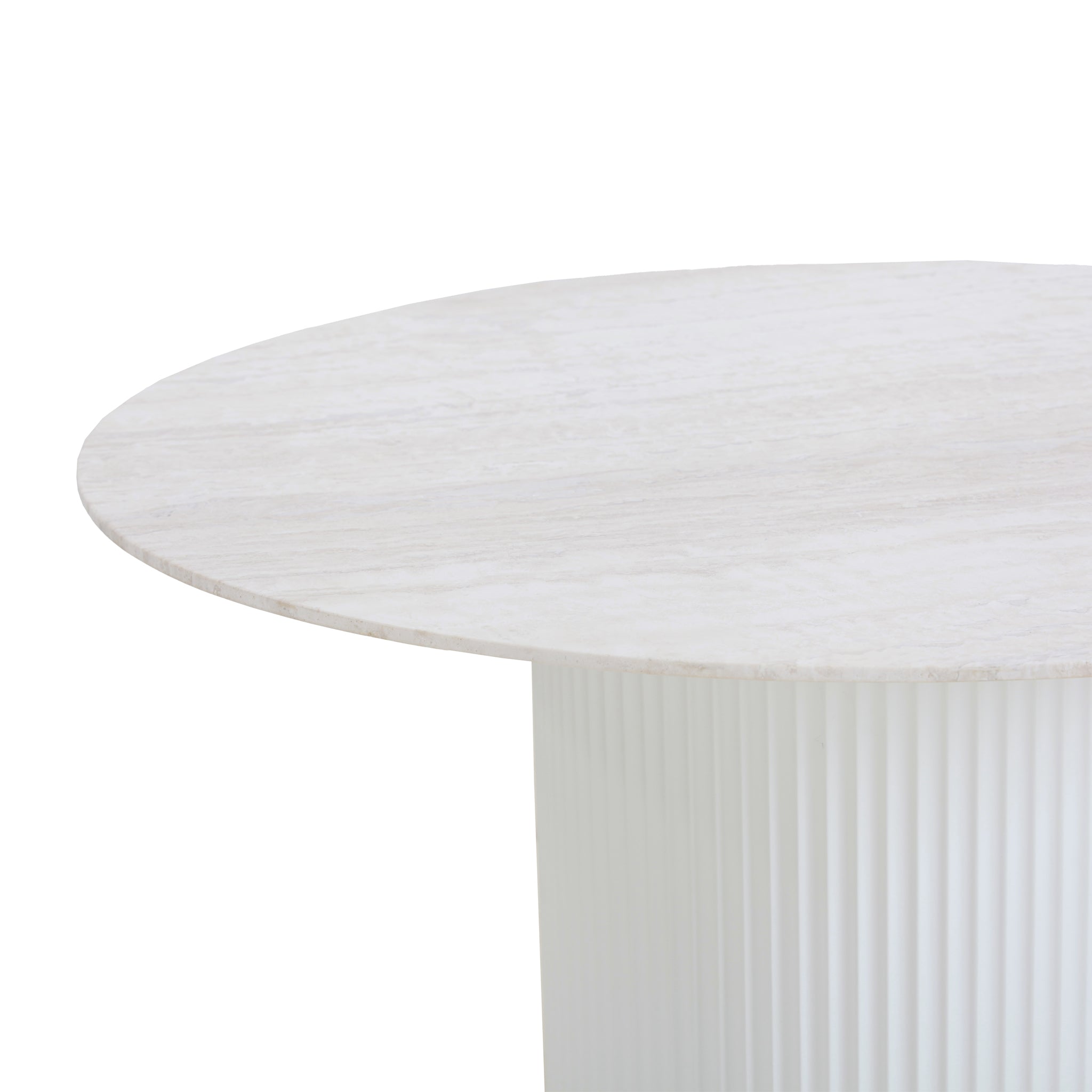 1.2m Round Travertine Siena Dining Table - White