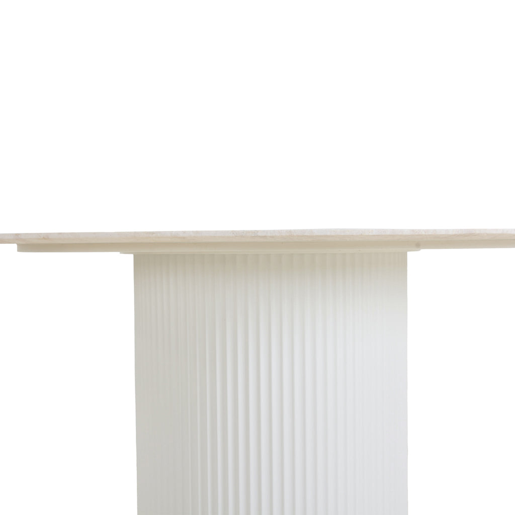 1.2m Round Travertine Siena Dining Table - White