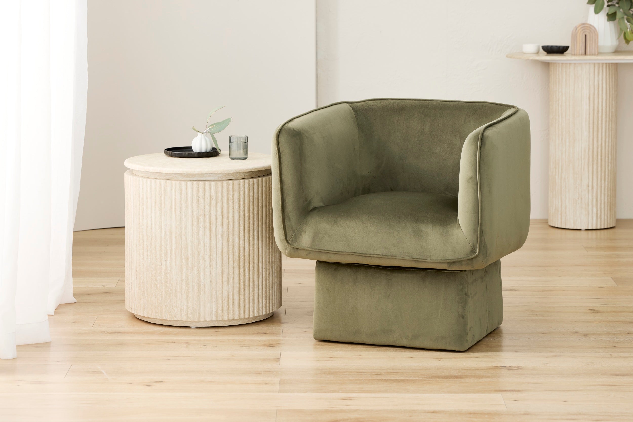 Strata Side Table Travertine