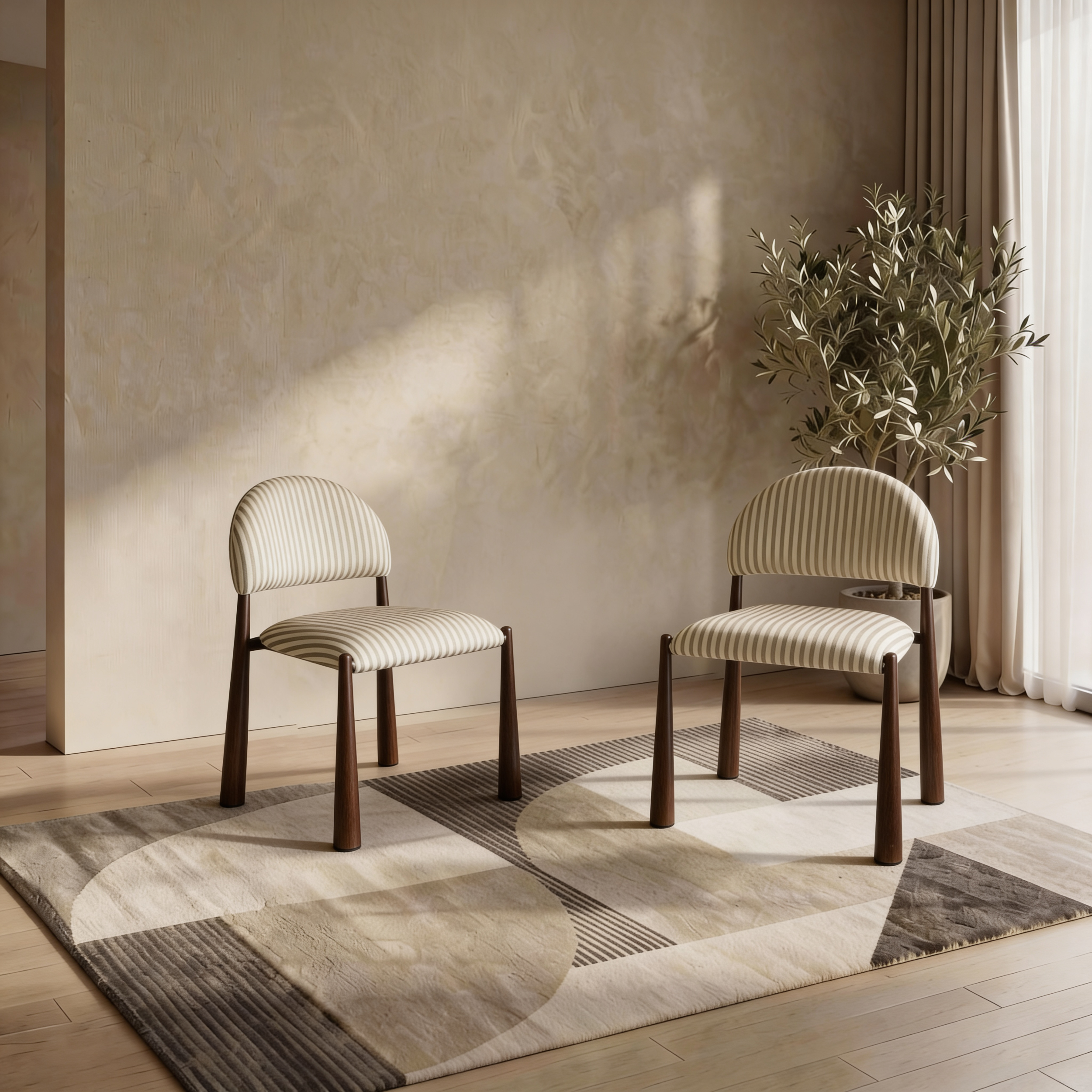 Sahel Dining Chair Beige / Walnut
