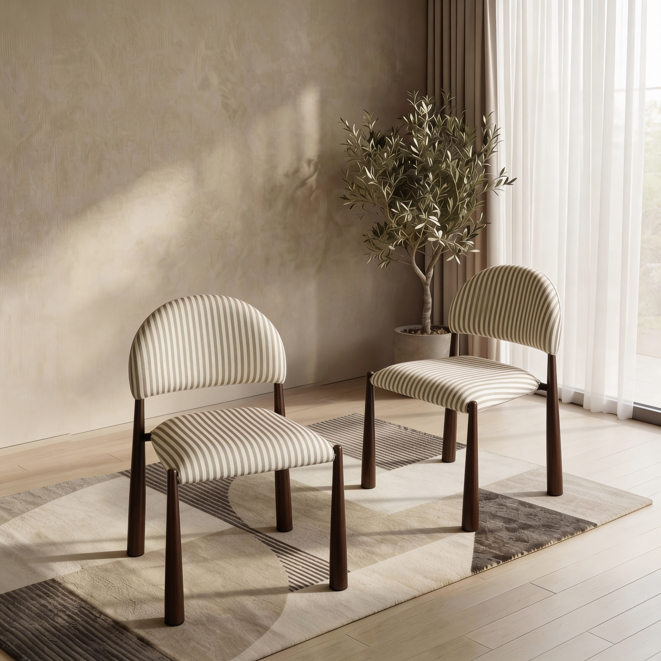 Sahel Dining Chair Beige / Walnut