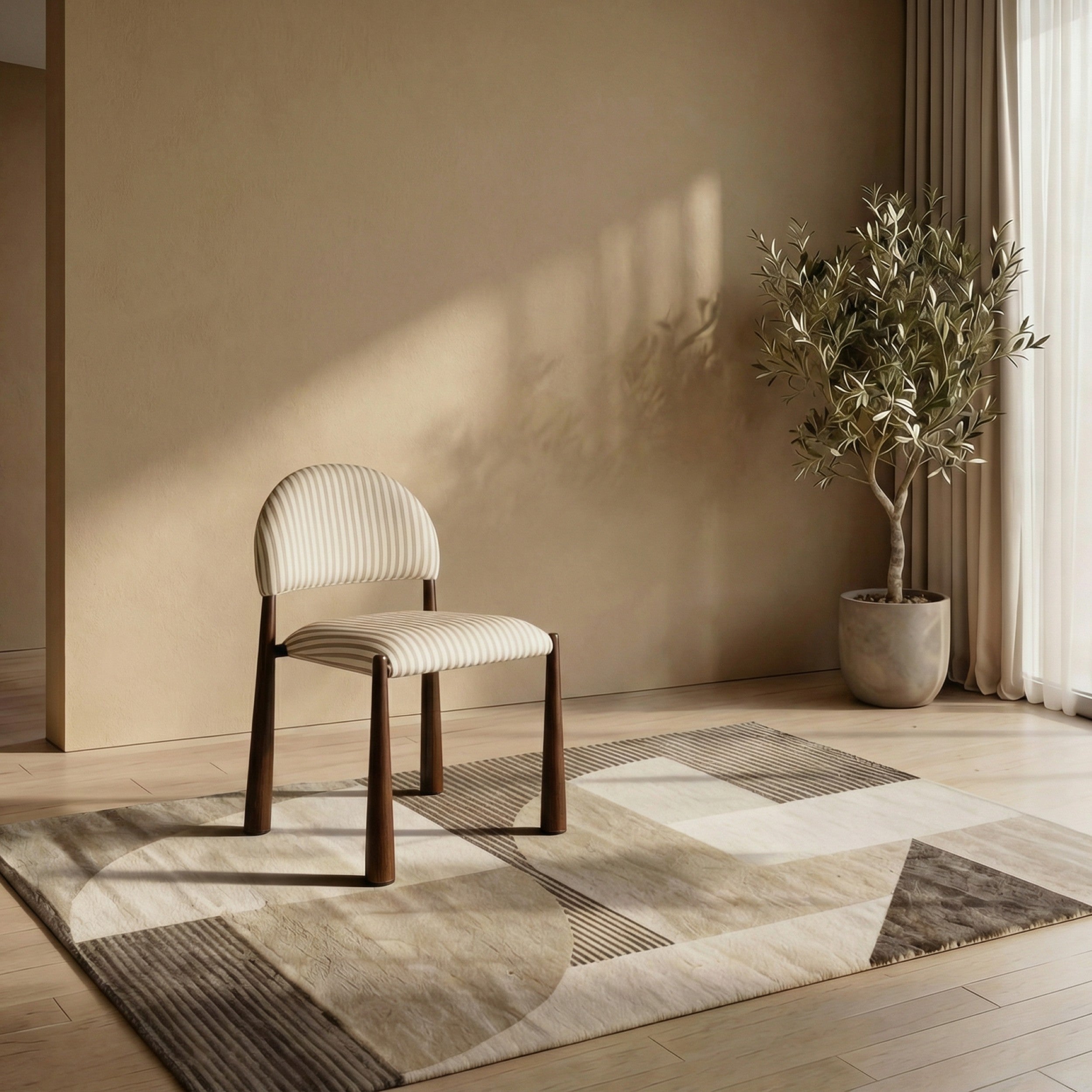 Sahel Dining Chair Beige / Walnut