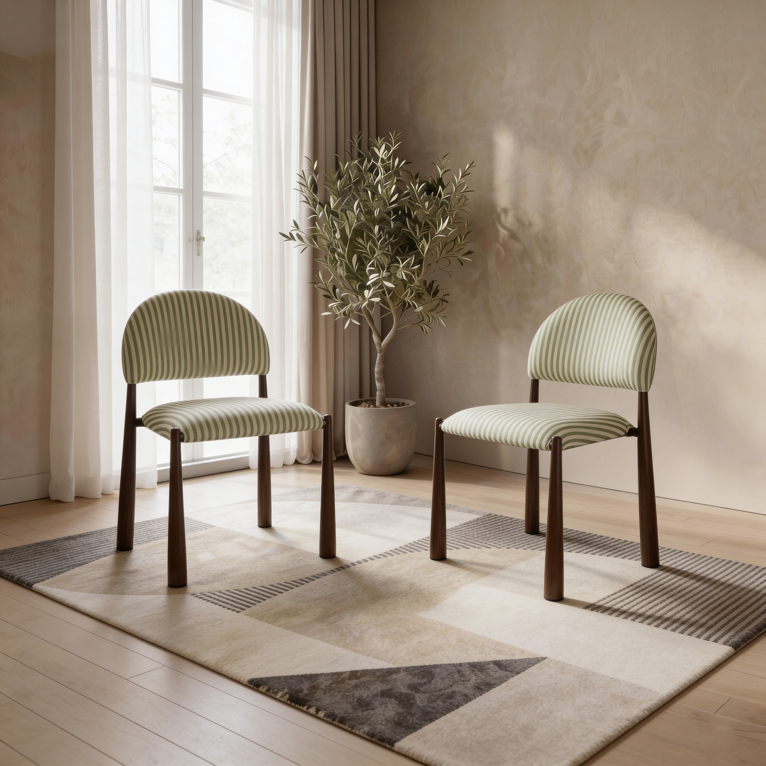 Sahel Dining Chair Moss / Walnut