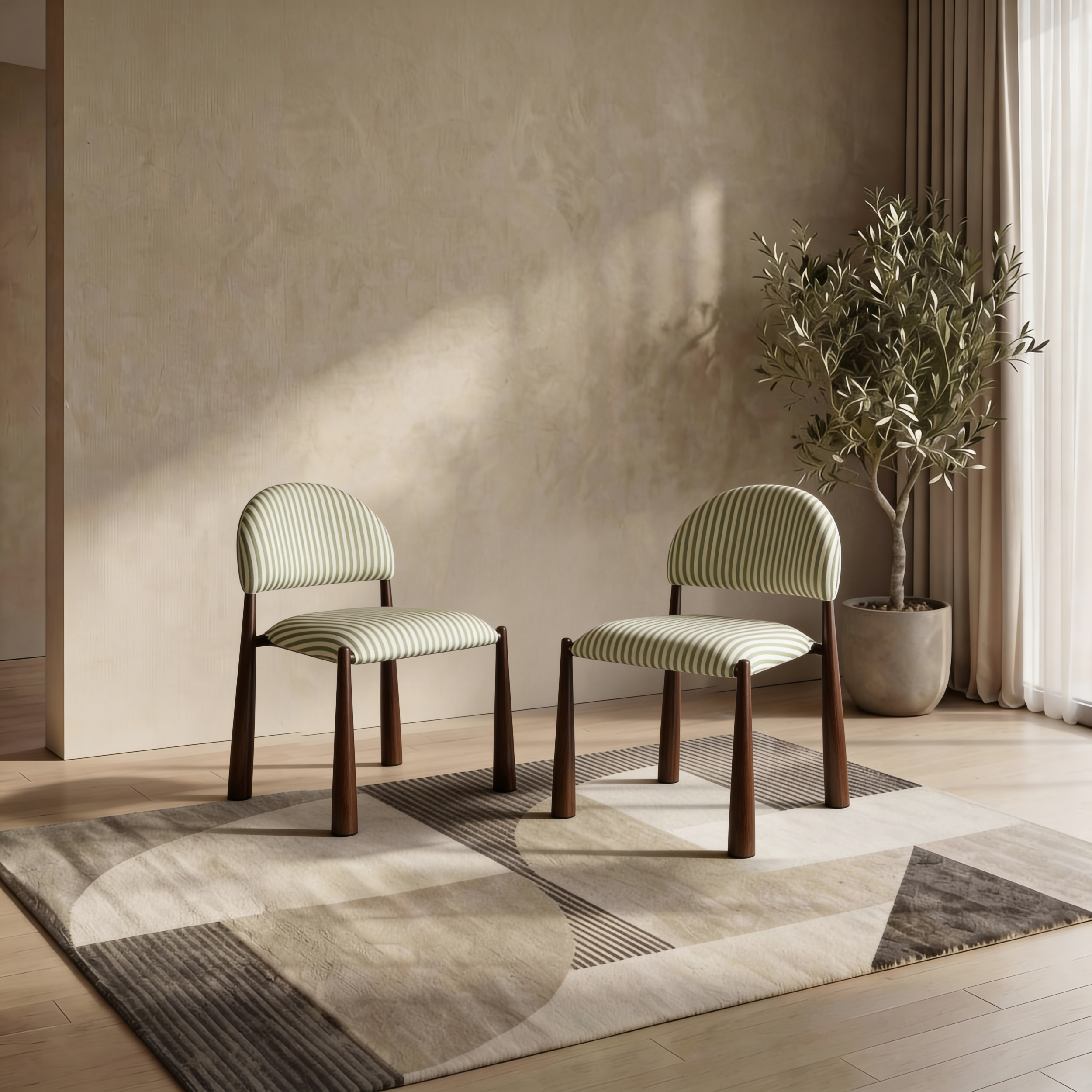 Sahel Dining Chair Moss / Walnut