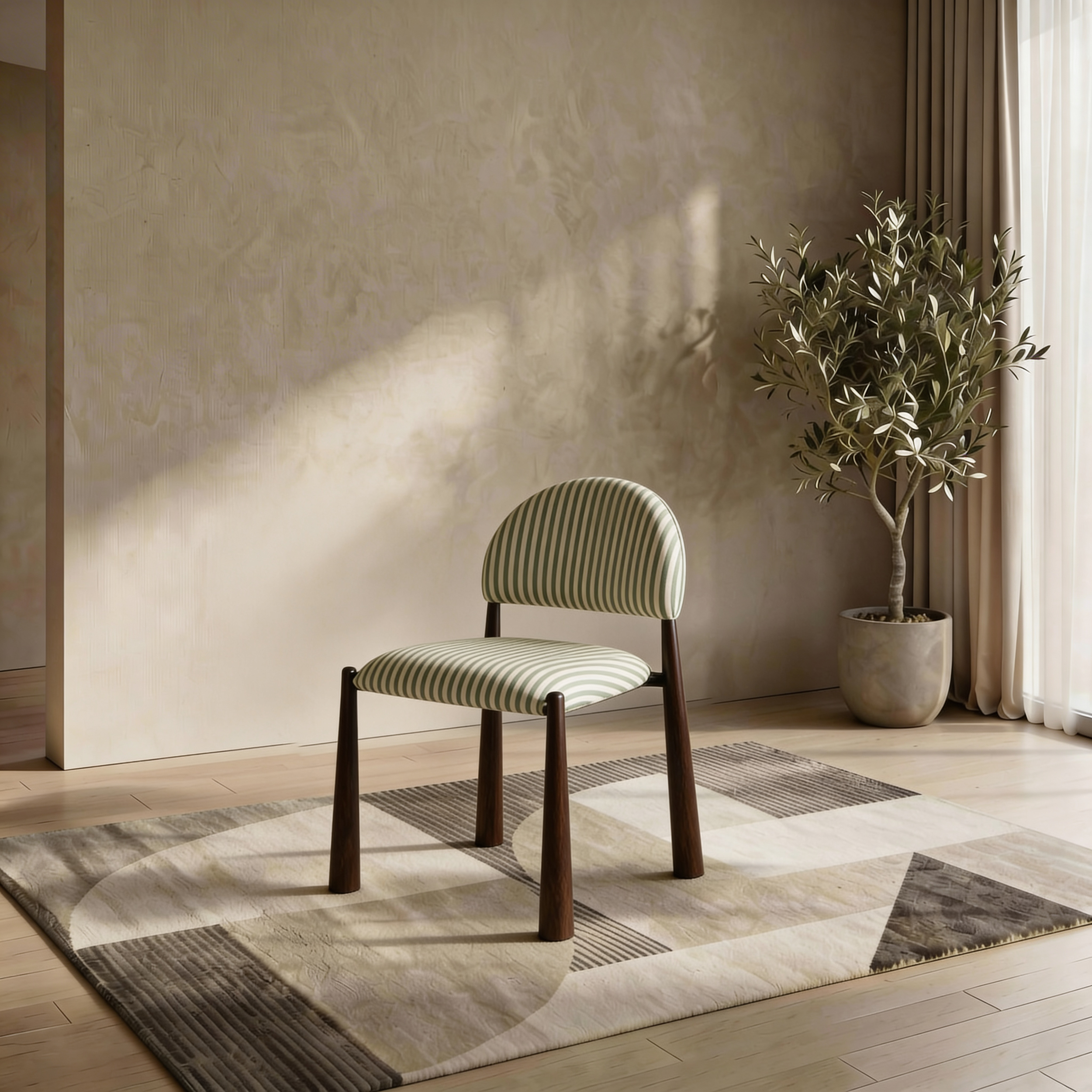 Sahel Dining Chair Moss / Walnut