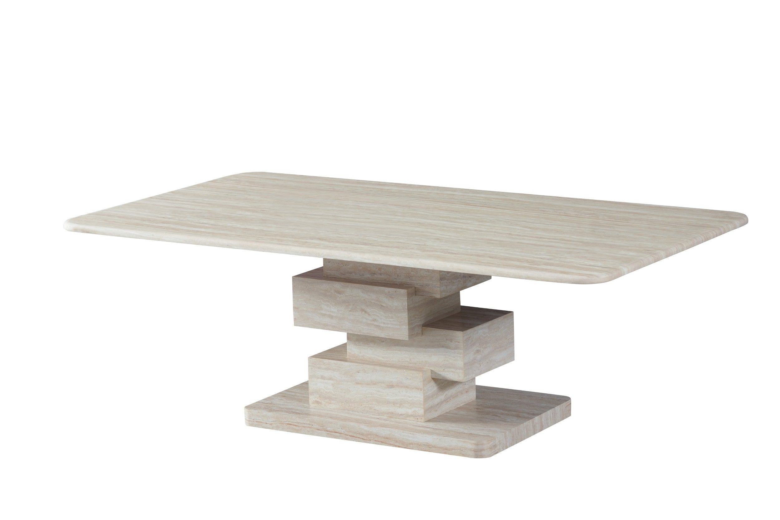 Quartz Coffee Table White Travertine