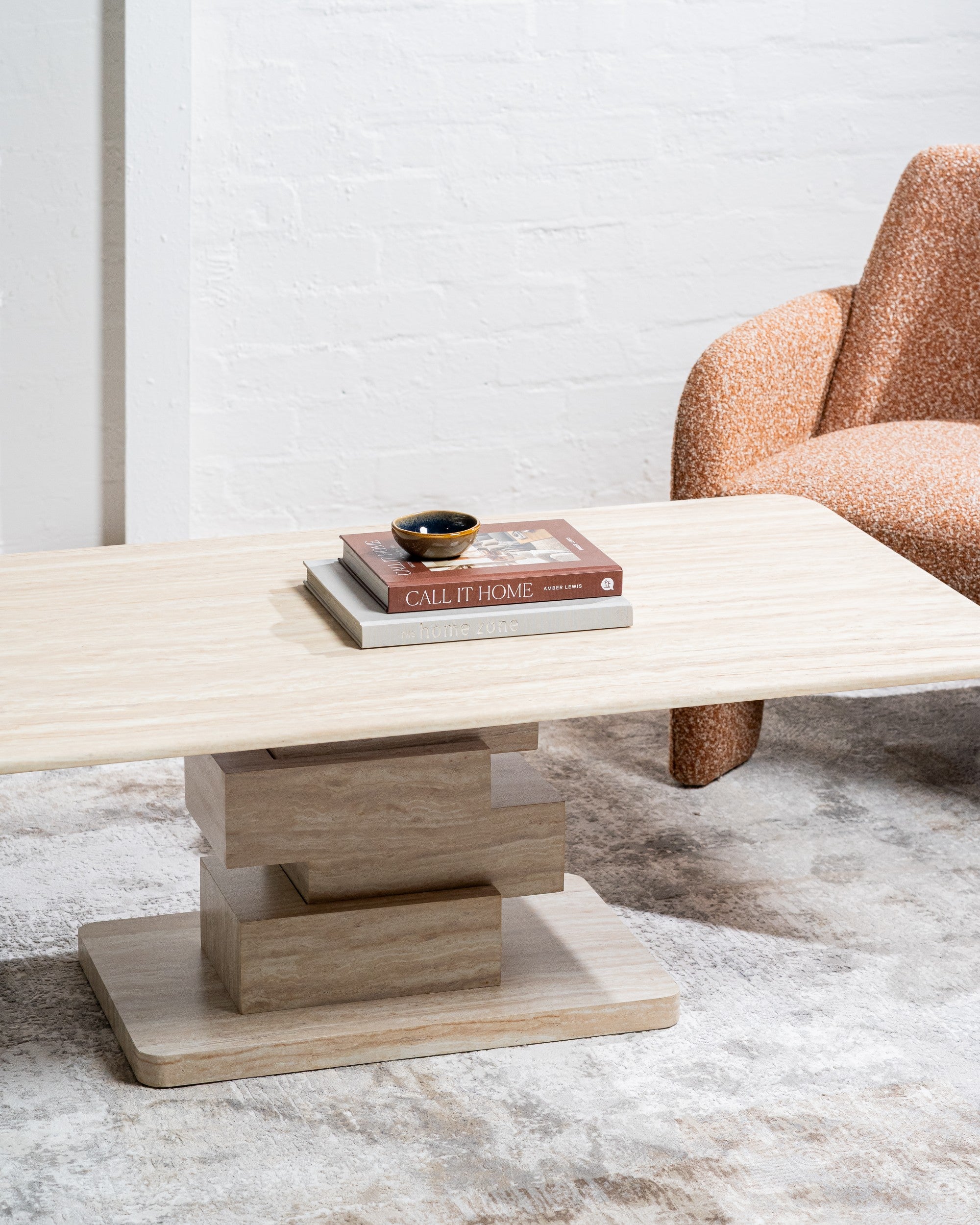 Quartz Coffee Table White Travertine