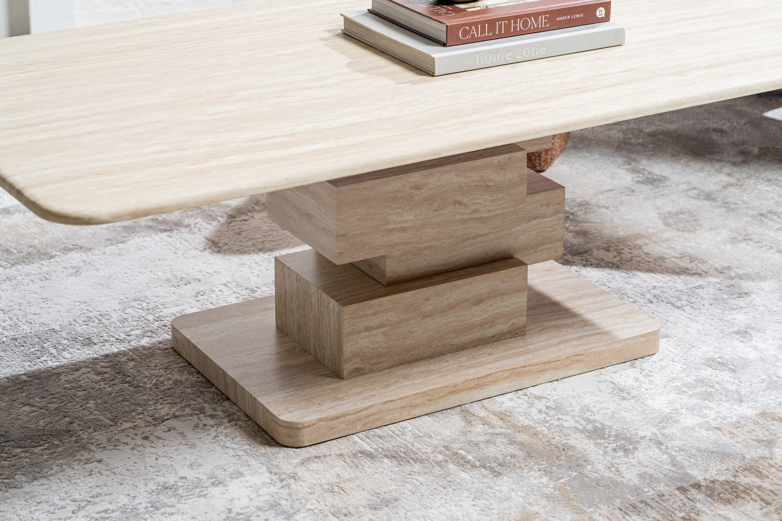 Quartz Coffee Table White Travertine