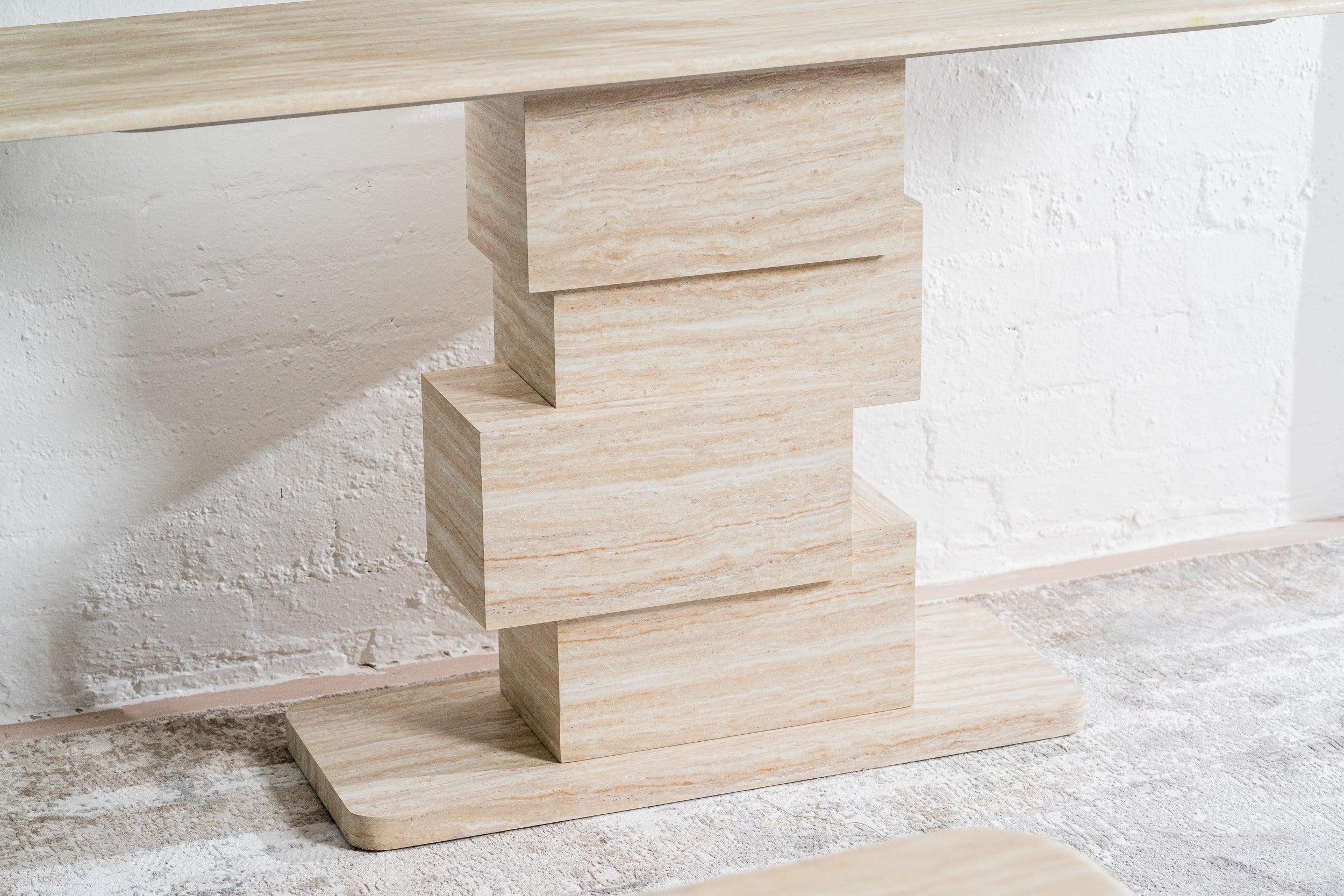 Quartz Console Table White Travertine