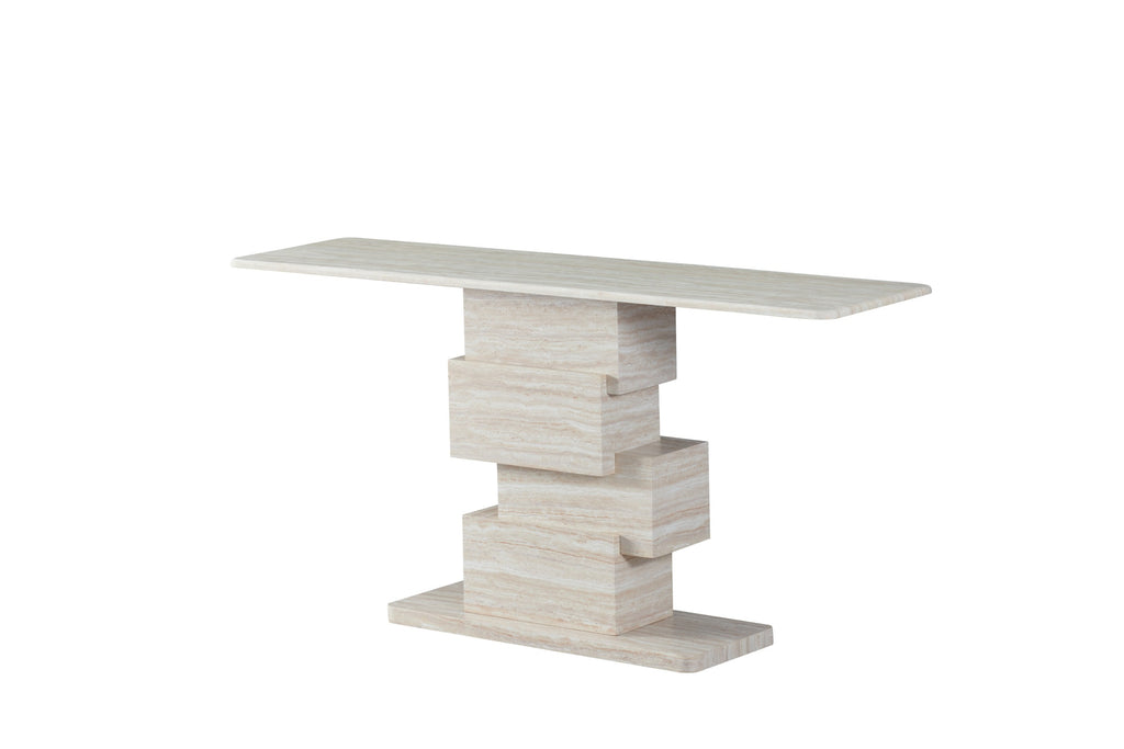 Quartz Console Table White Travertine
