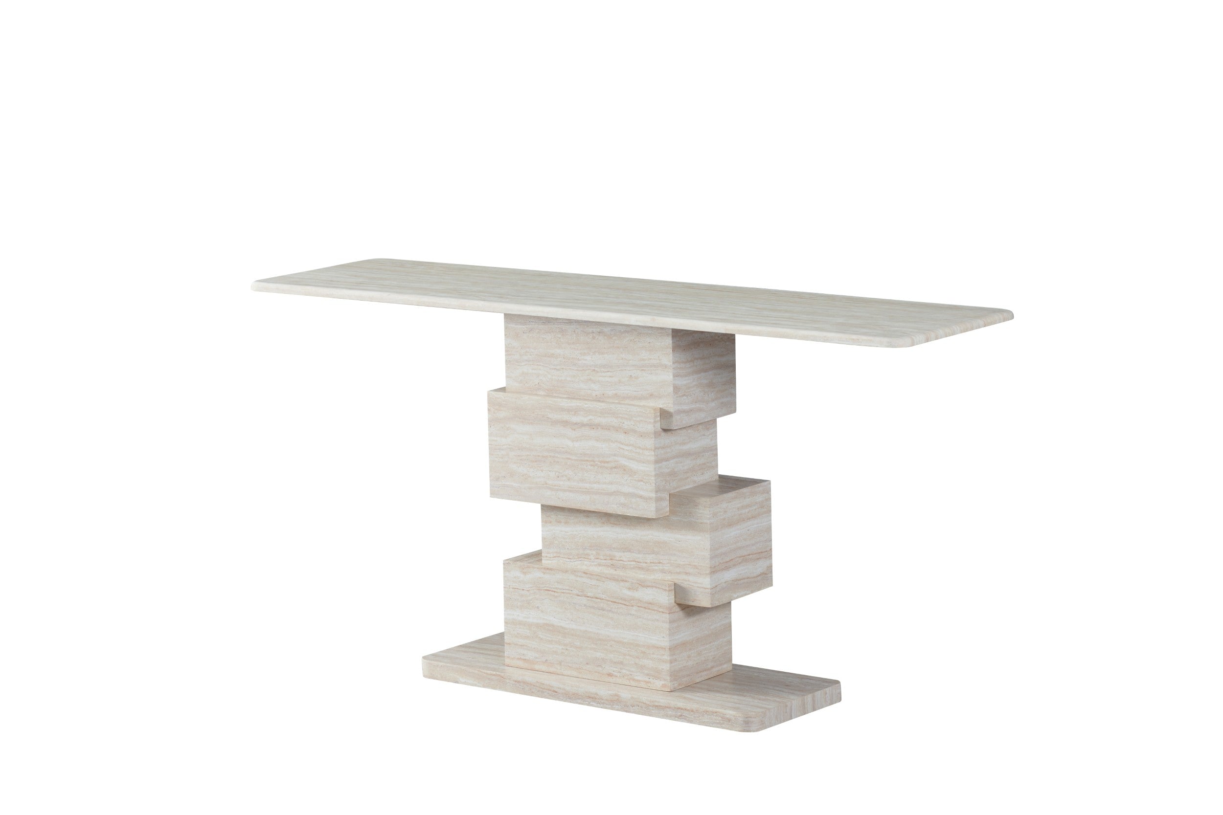 Quartz Console Table White Travertine