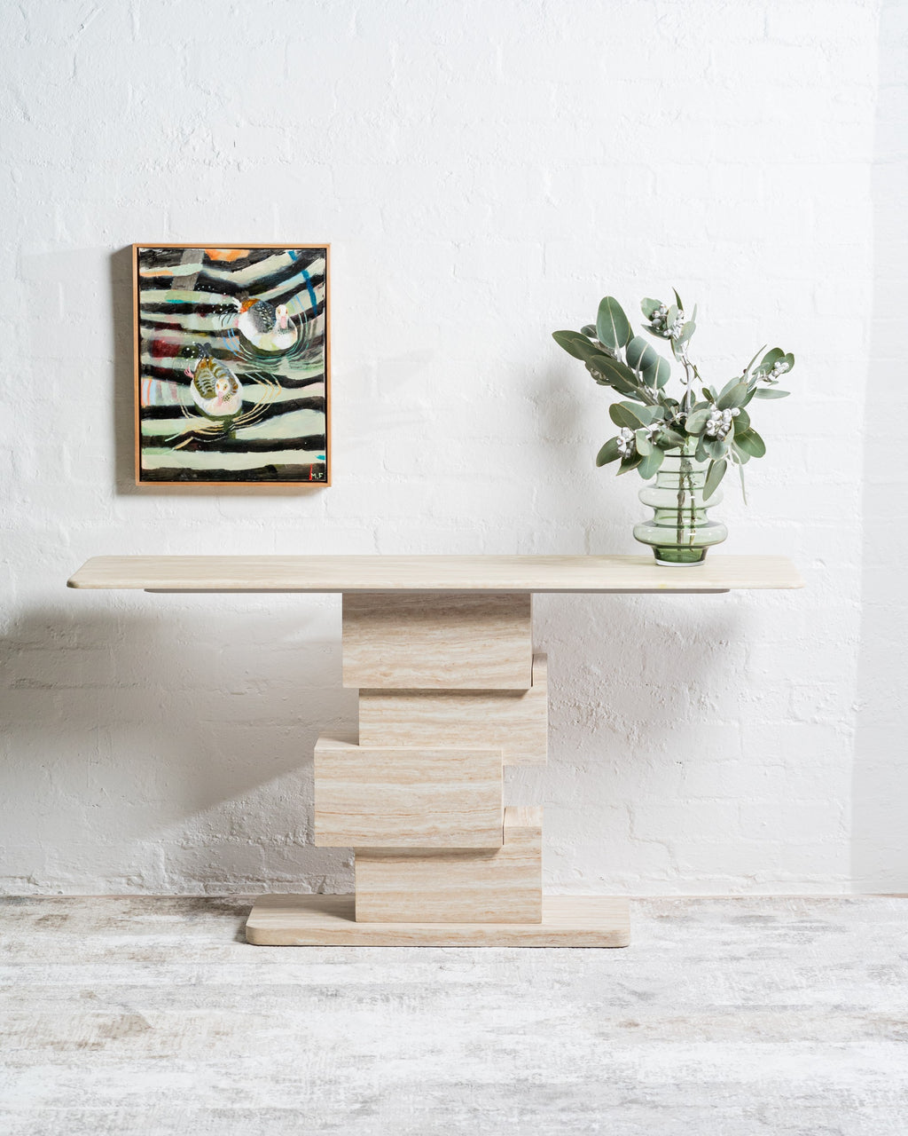 Quartz Console Table White Travertine