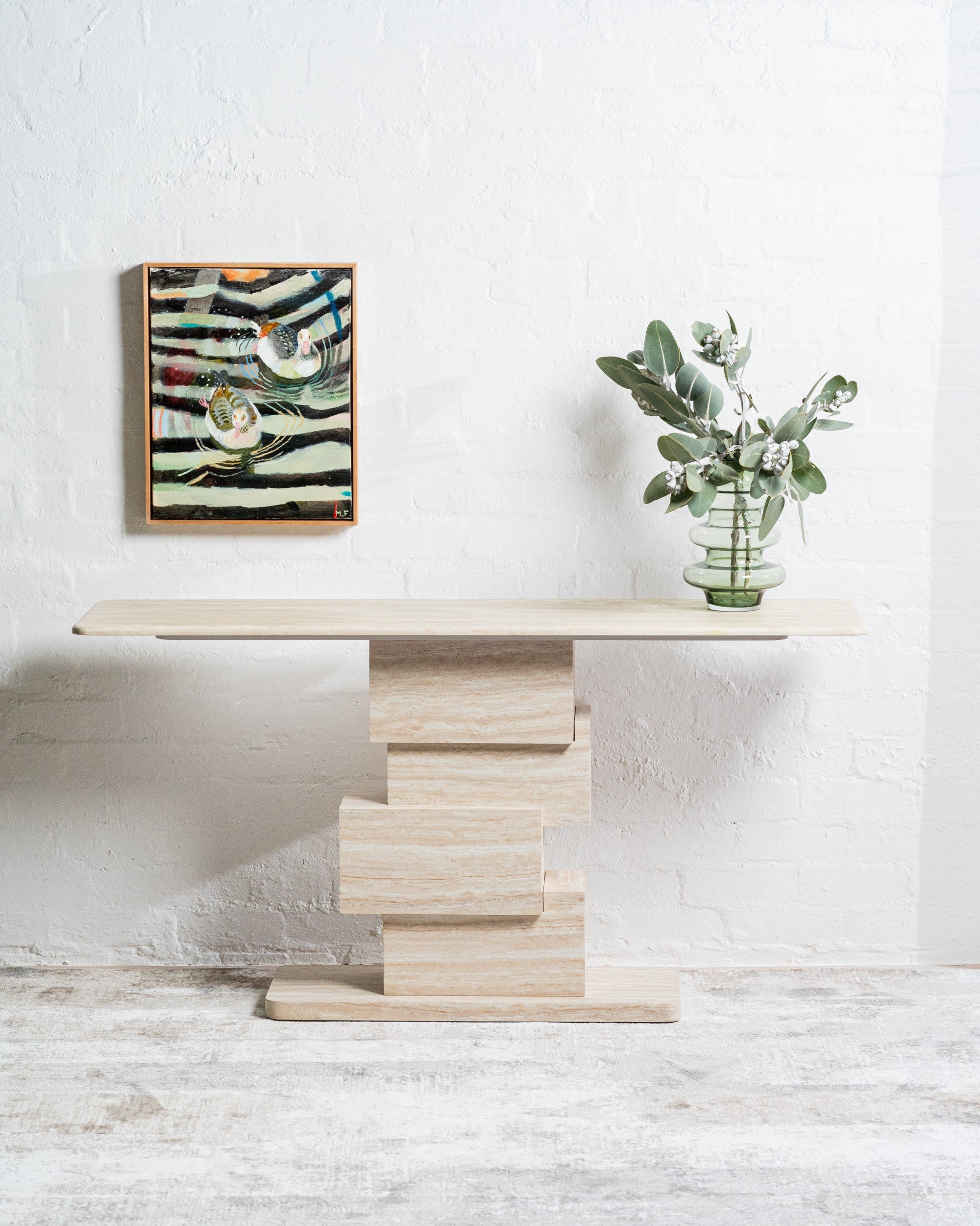 Quartz Console Table White Travertine