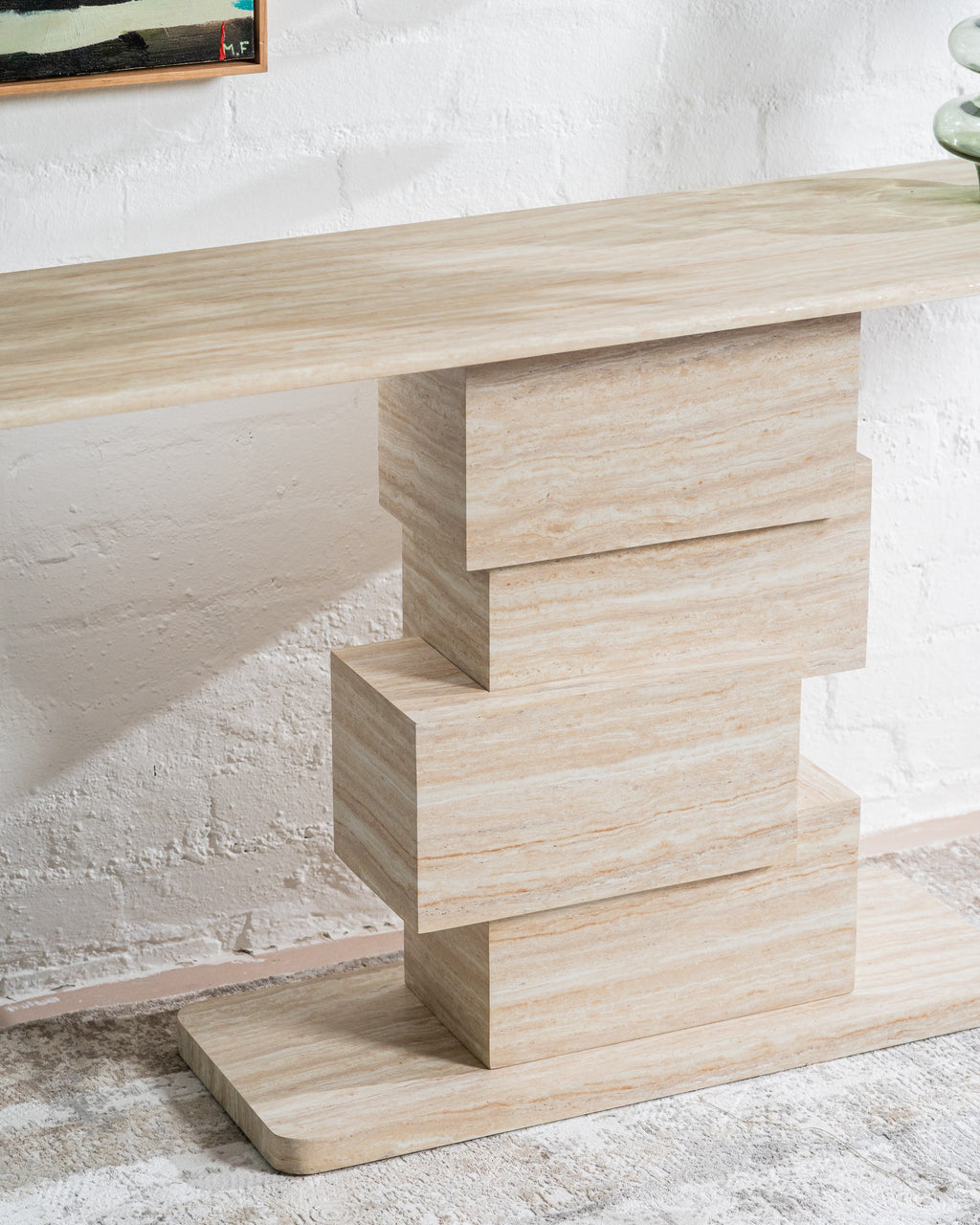 Quartz Console Table White Travertine