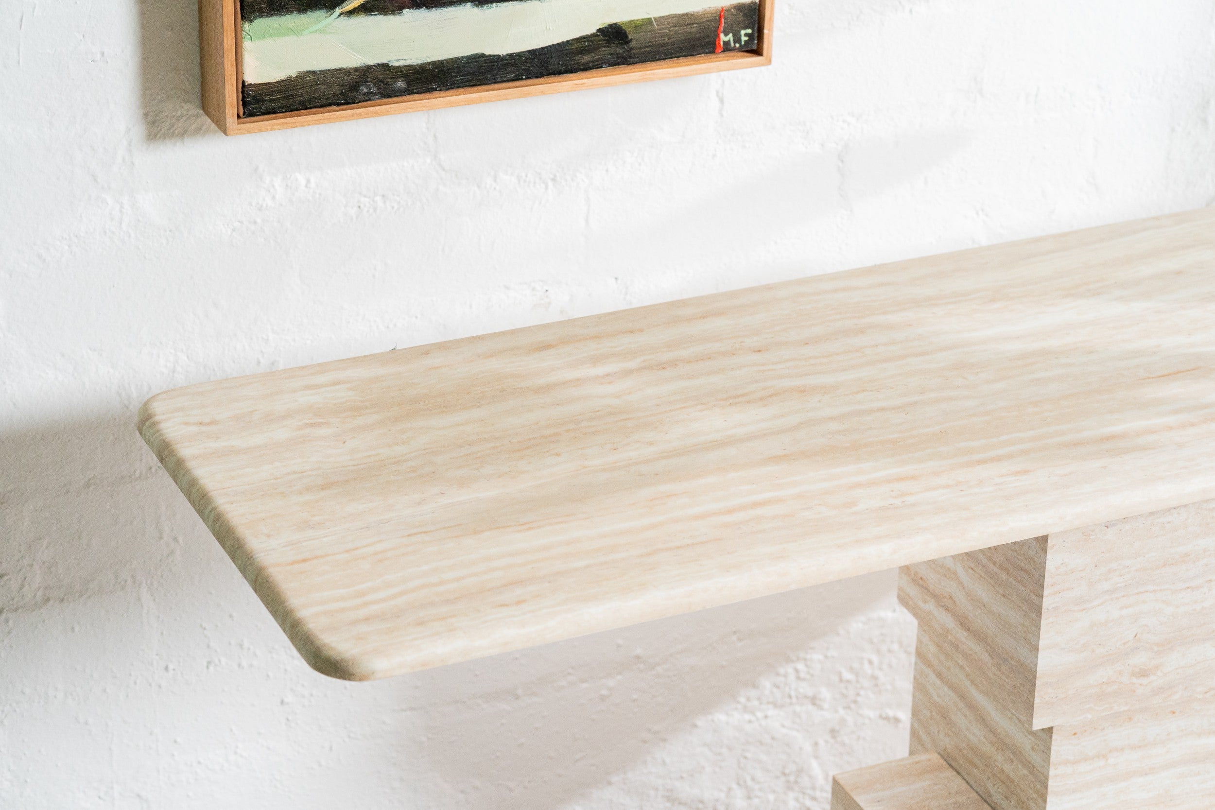 Quartz Console Table White Travertine