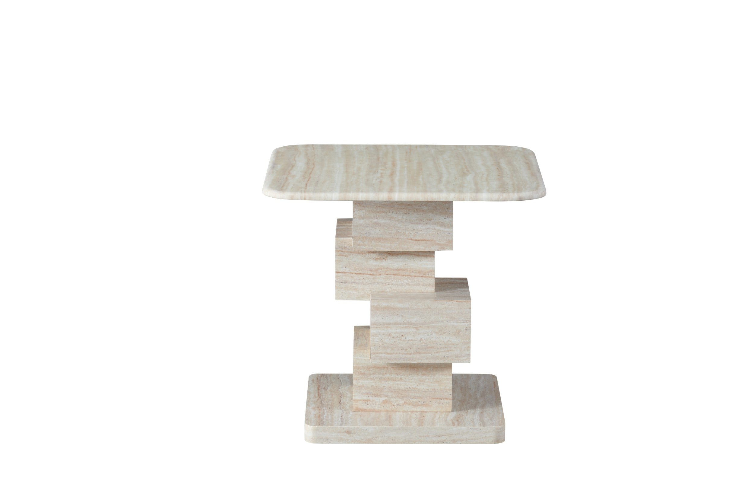 Quartz Side Table White Travertine