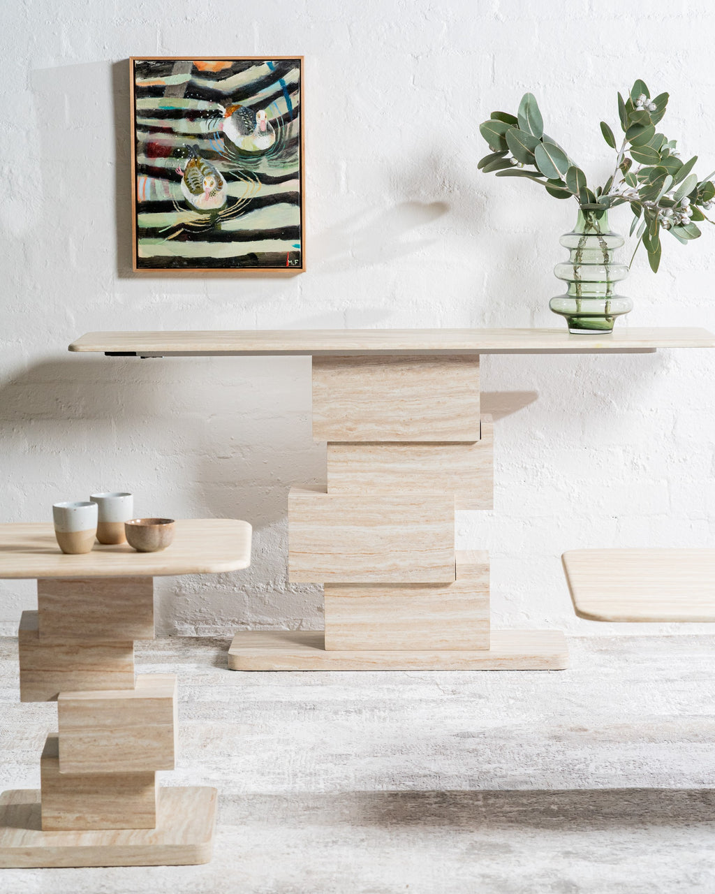 Evoris Console Table White Travertine