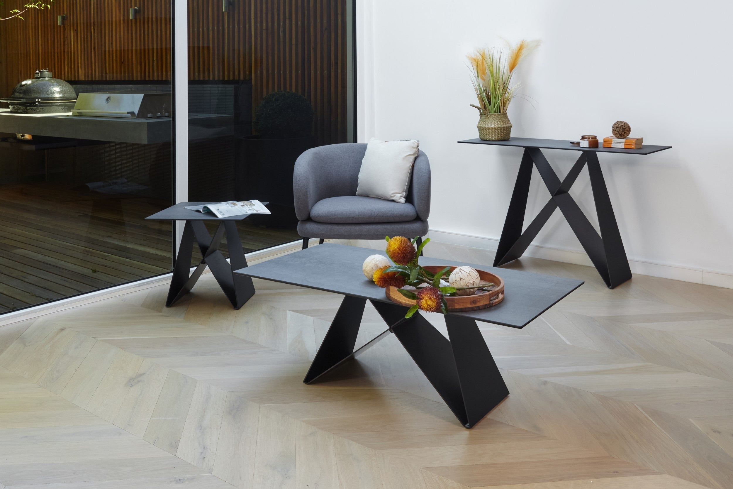 Basalt Side Table Shadow Grey Ceramic
