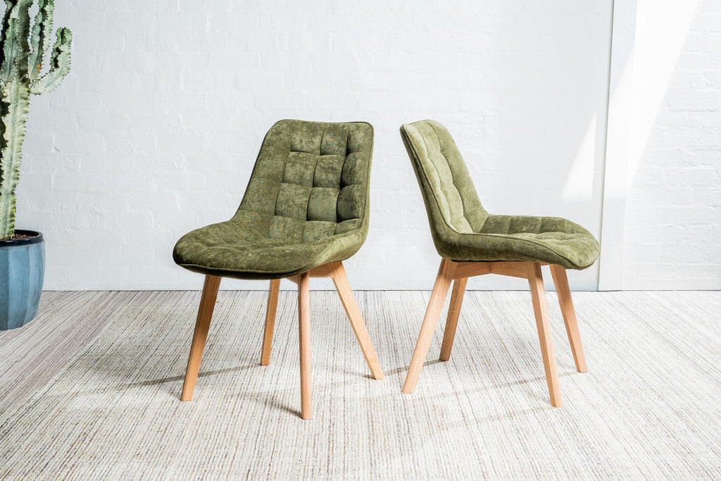 Forvella Dining Chair Green / Natural (Set of 2)