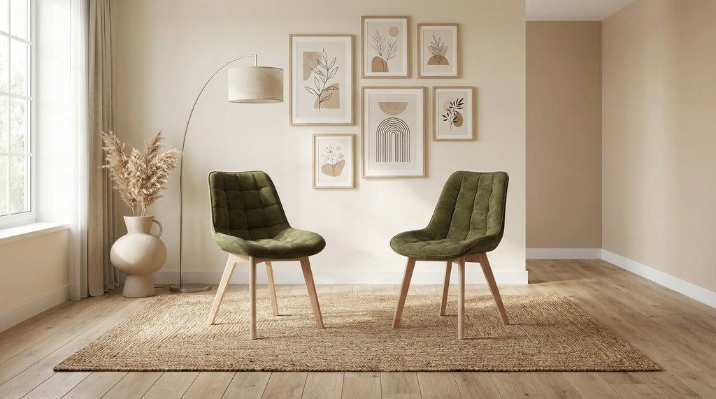 Forvella Dining Chair Green / Natural (Set of 2)