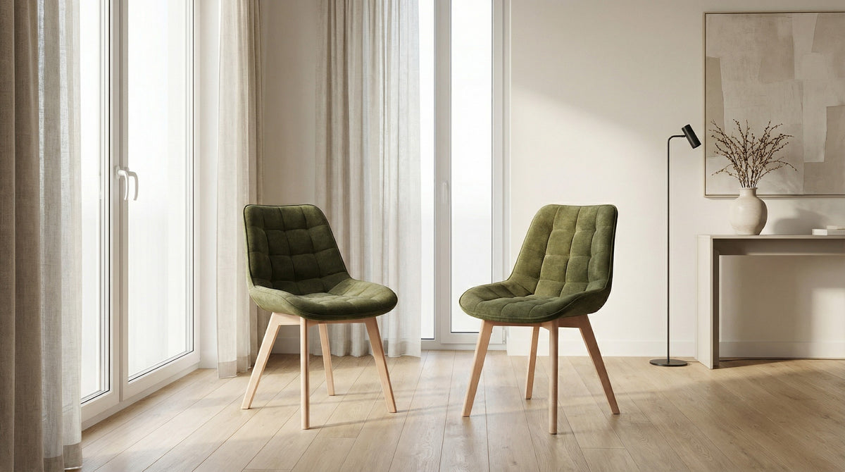 Forvella Dining Chair Green / Natural (Set of 2)