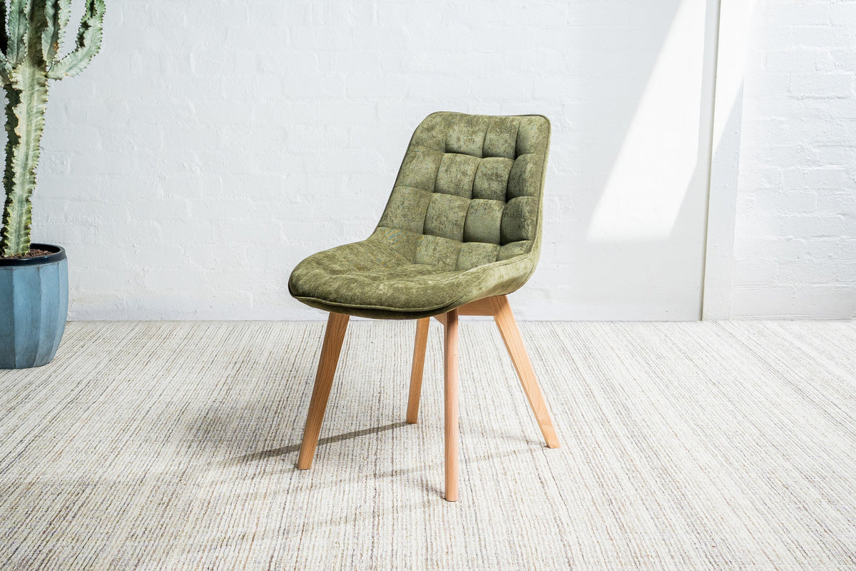 Forvella Dining Chair Green / Natural (Set of 2)