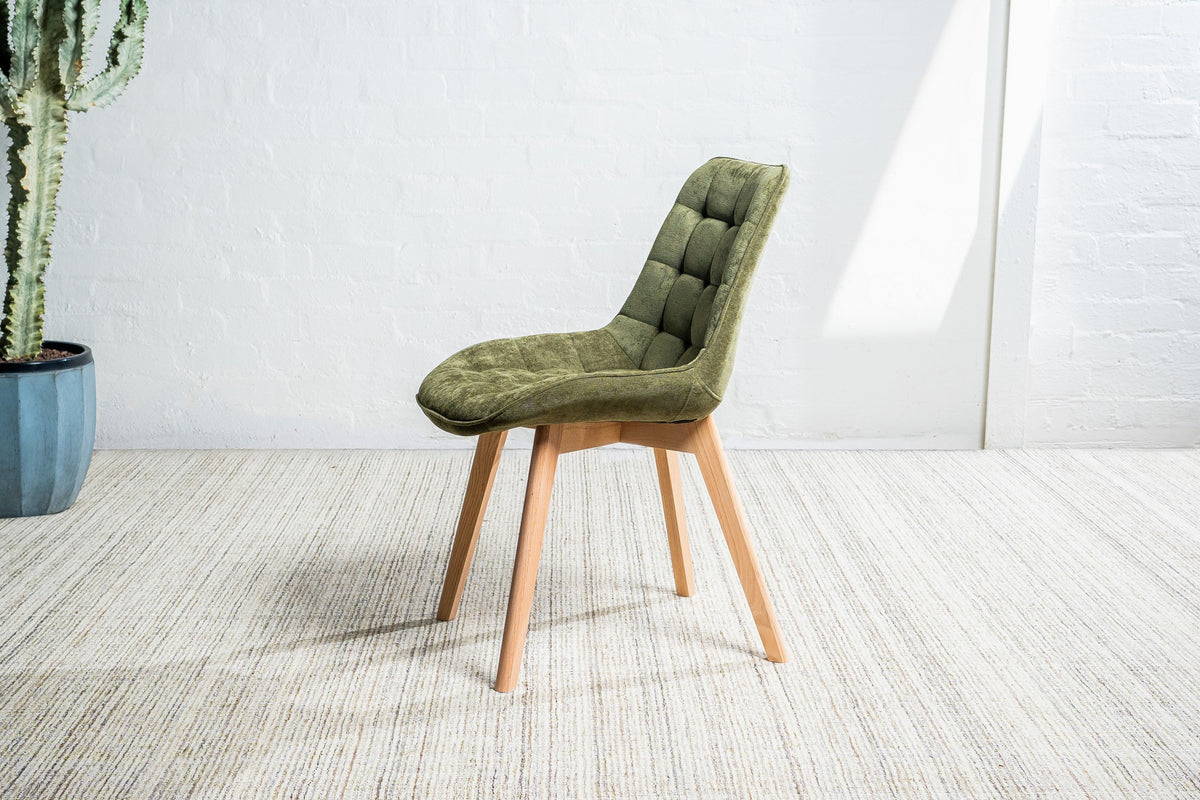 Forvella Dining Chair Green / Natural (Set of 2)