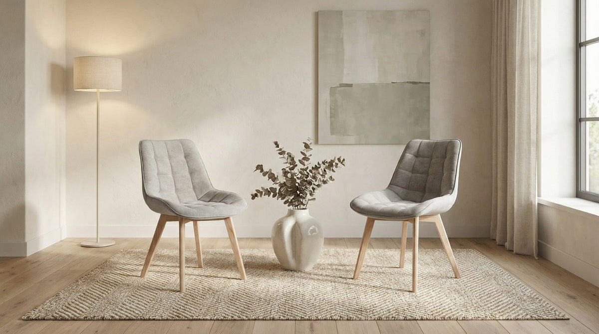 Forvella Dining Chair Light Grey/ Natural (Set of 2)