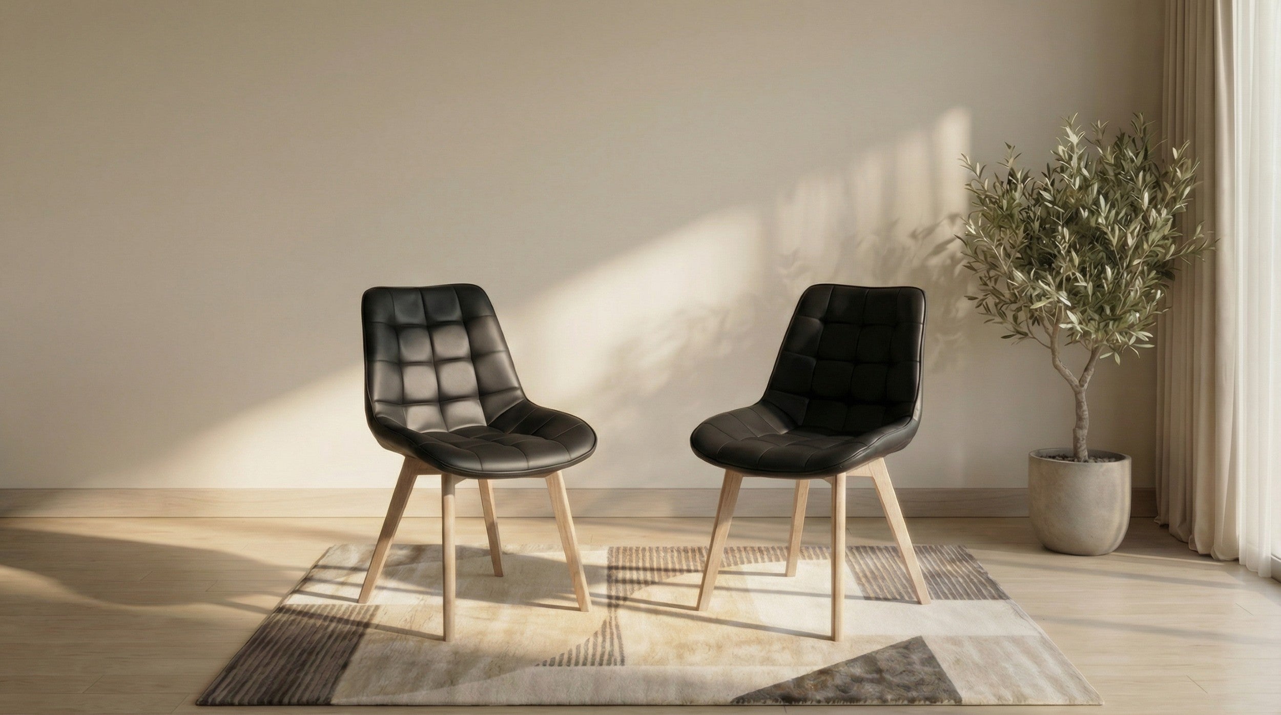Arbor Dining Chair Black / Natural (Set of 2)