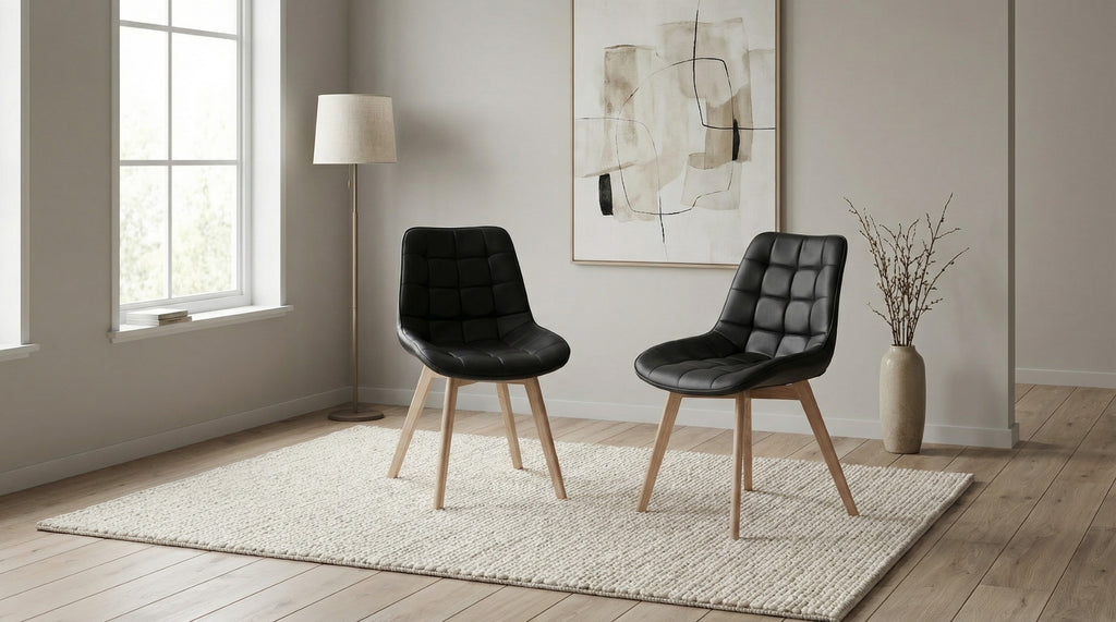 Forvella Dining Chair Black / Natural (Set of 2)