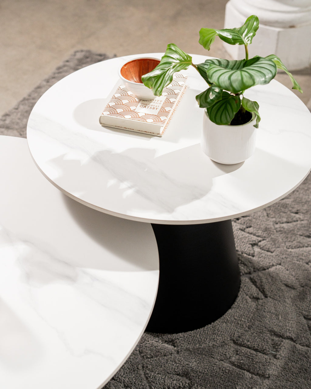 Glacia Coffee Table Set Snow White Ceramic