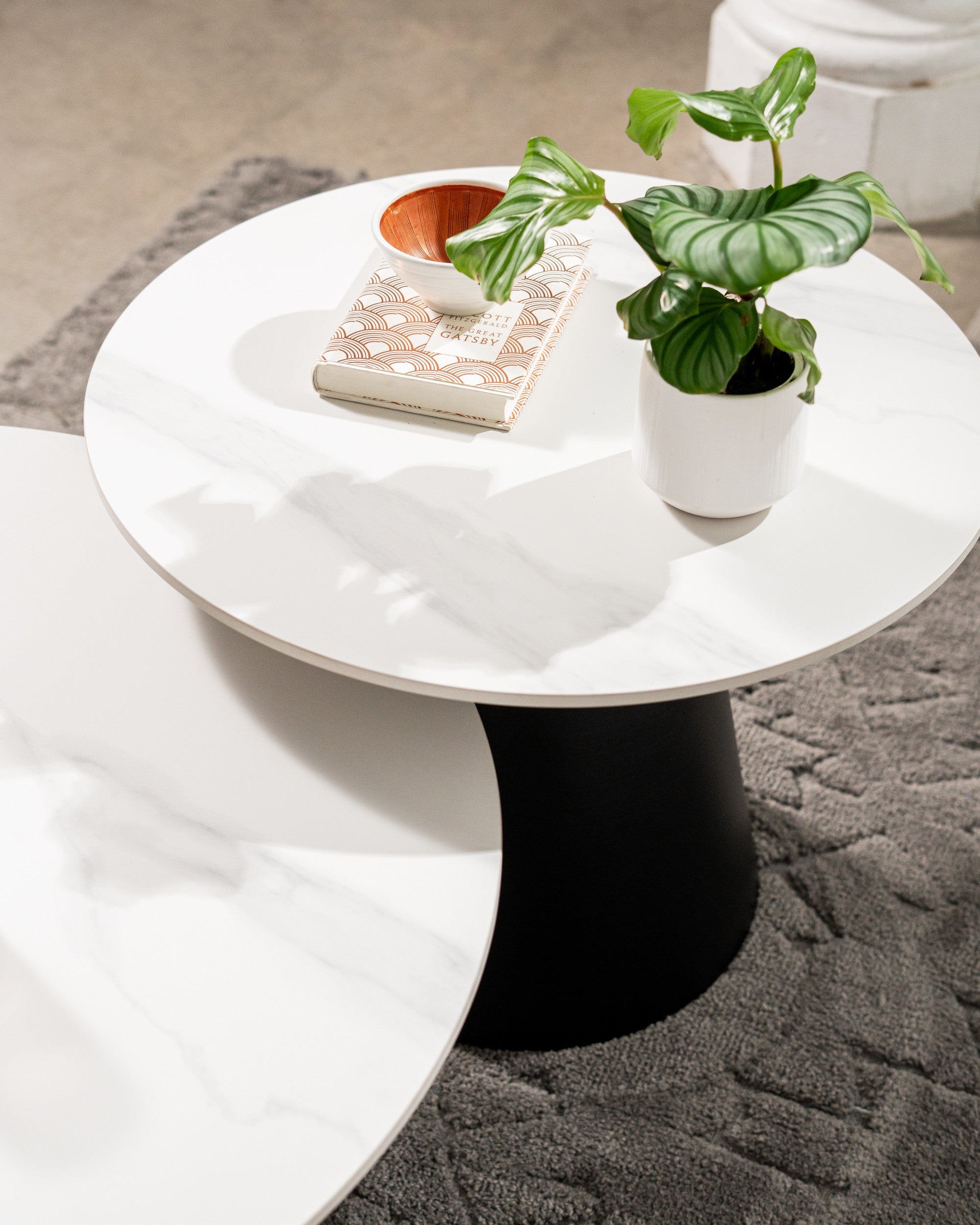 Glacia Coffee Table Set Snow White Ceramic