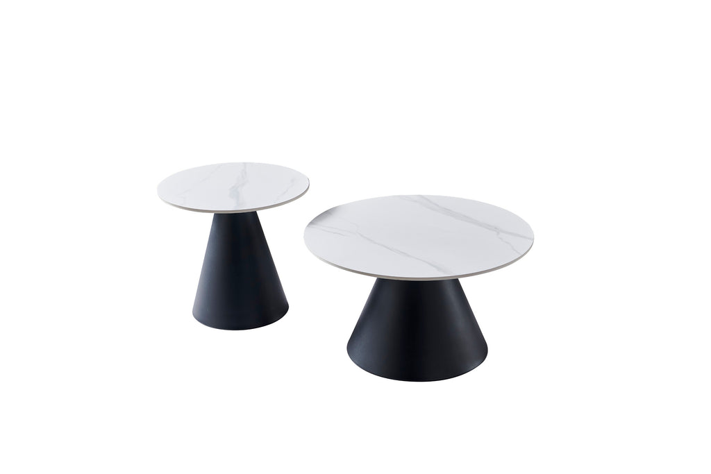 Glacia Coffee Table Set Snow White Ceramic
