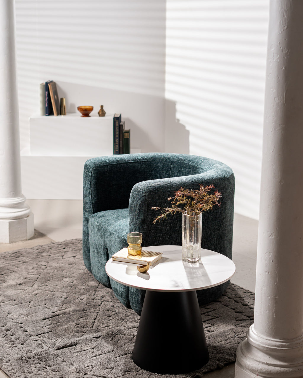 Glacia Coffee Table Set Snow White Ceramic