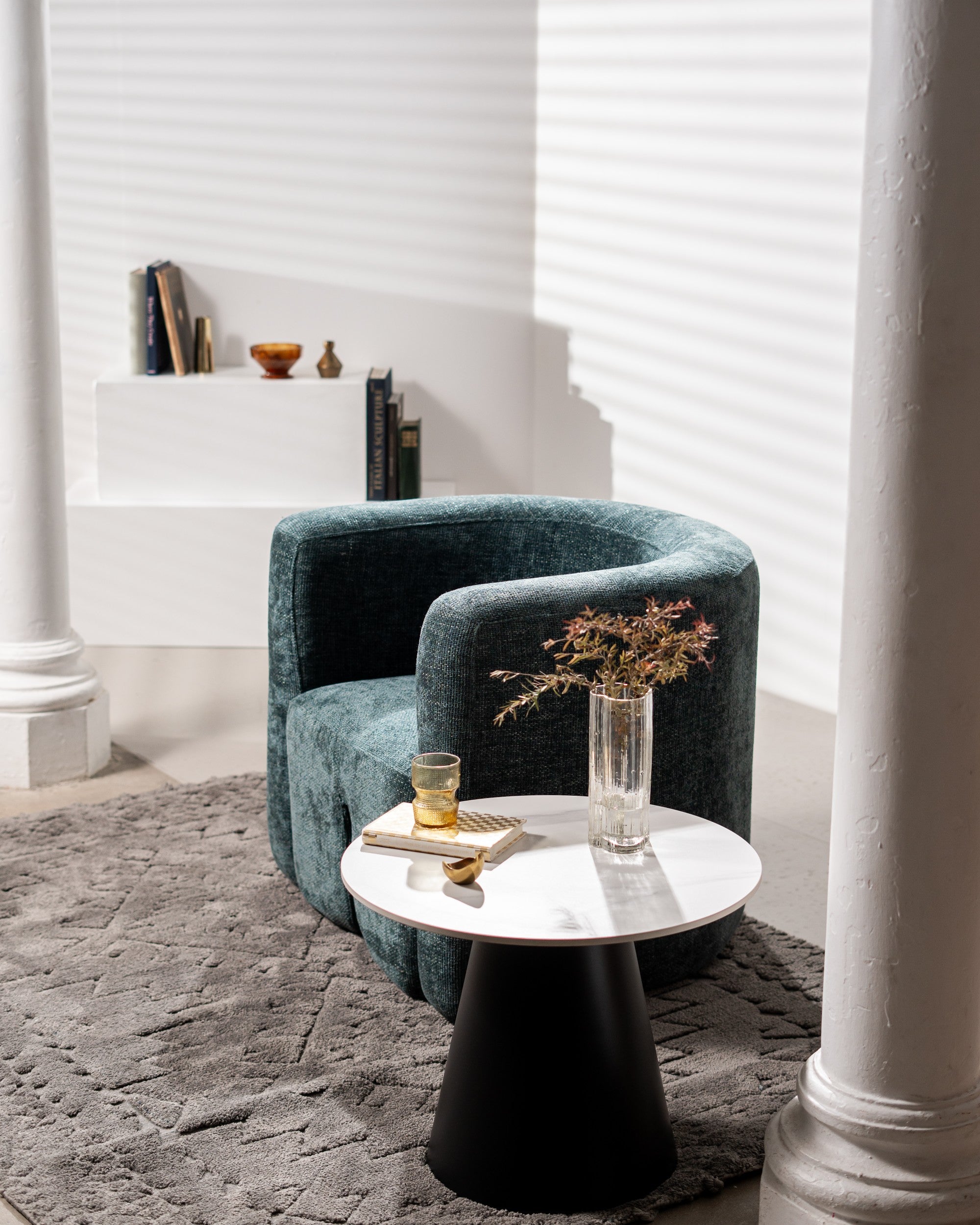 Glacia Coffee Table Set Snow White Ceramic