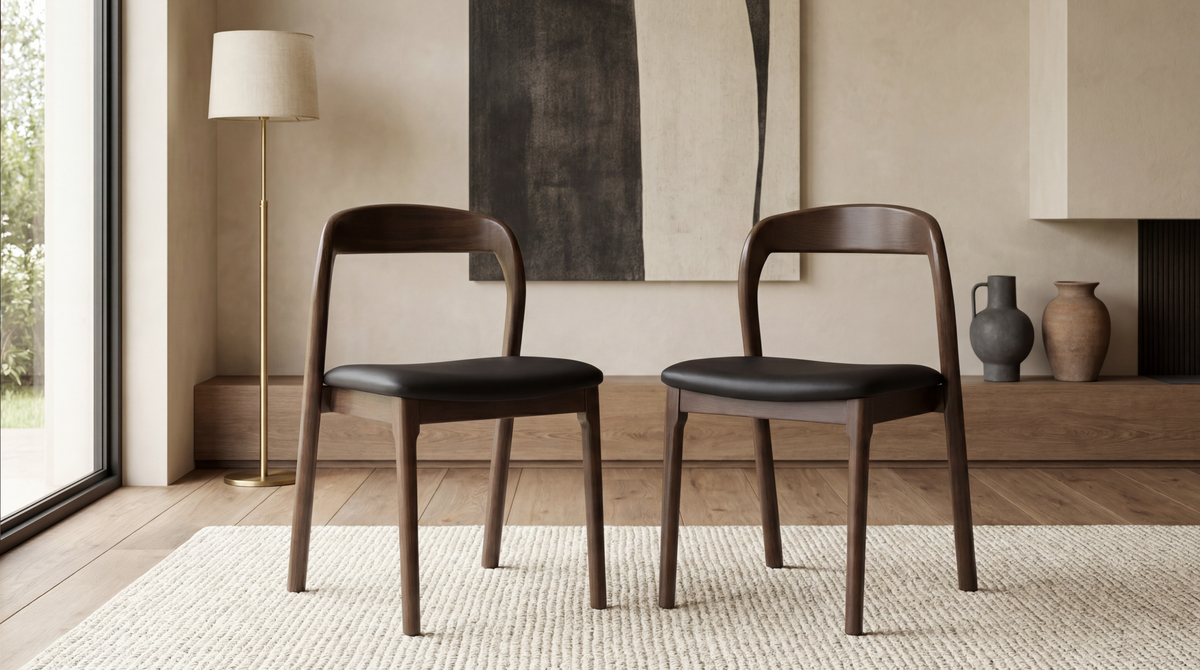 Iverra Dining Chair Walnut / Black PU (Set of 2)