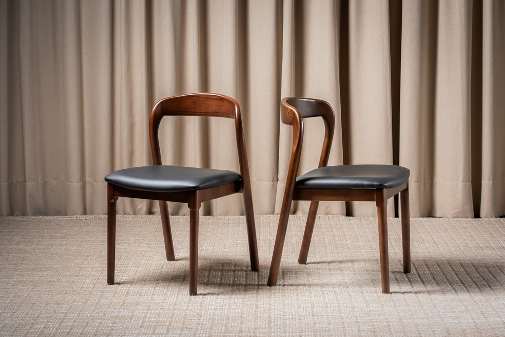 Iverra Dining Chair Walnut / Black PU (Set of 2)
