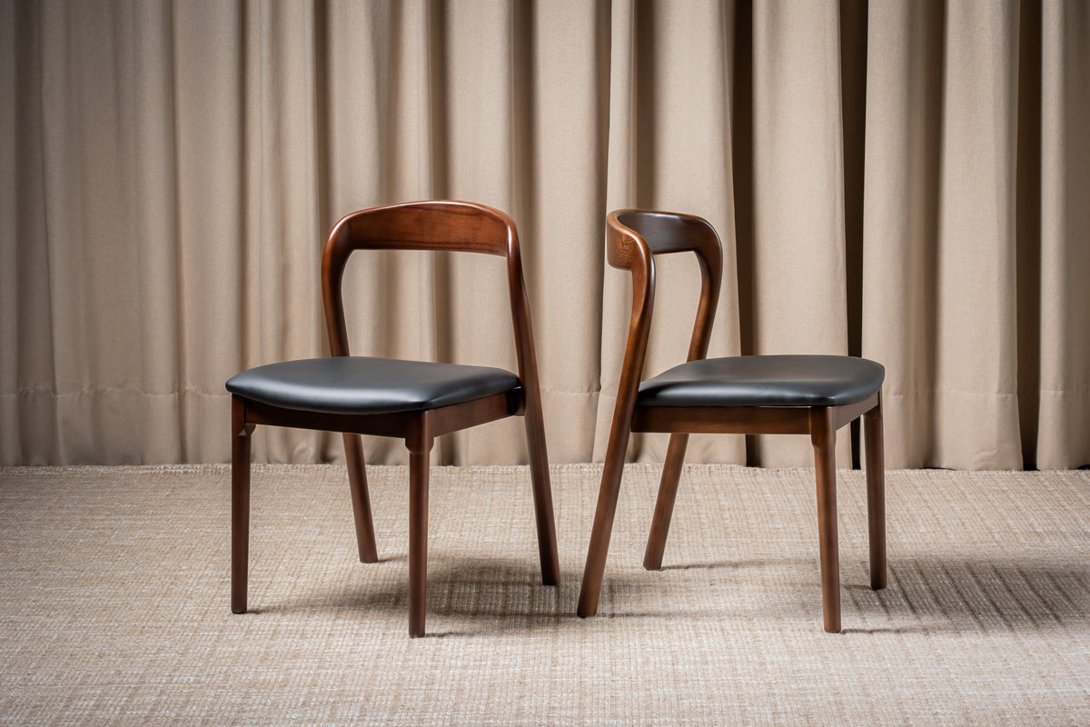 Iverra Dining Chair Walnut / Black PU (Set of 2)