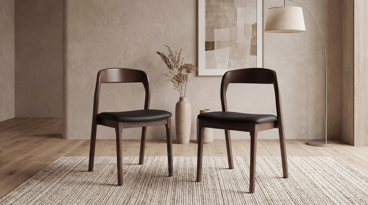 Iverra Dining Chair Walnut / Black PU (Set of 2)